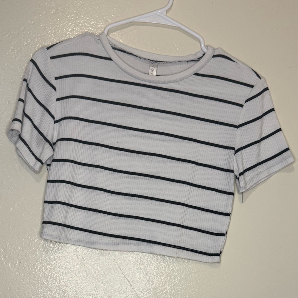 Classic Black and White Striped Crop Top